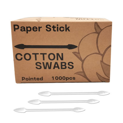 Picture of Pointed Tip Cotton Swabs,1000 count Cotton Buds,Double Precision Tips with Paper Stick for Personal Care and Makeup
