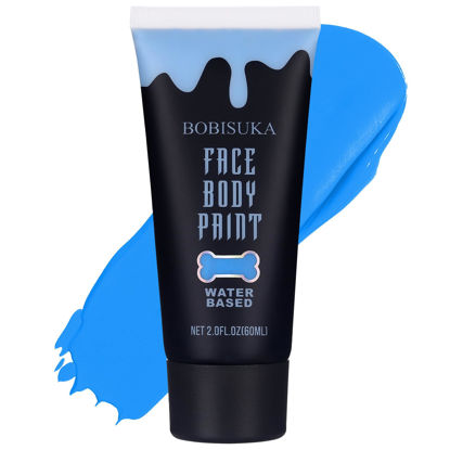 Picture of BOBISUKA Blue Face Body Paint, Water Based Face Painting for Art Theater Halloween Party Cosplay Clown SFX Makeup for Women Adults, Non-Toxic Washable