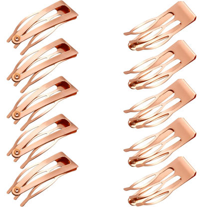 Picture of Chinco 24 Pieces Double Grip Hair Clips Metal Snap Hair Clips Women Hair Barrettes for Hair Making, Salon Supplies (Rose Gold, 2 Inch)