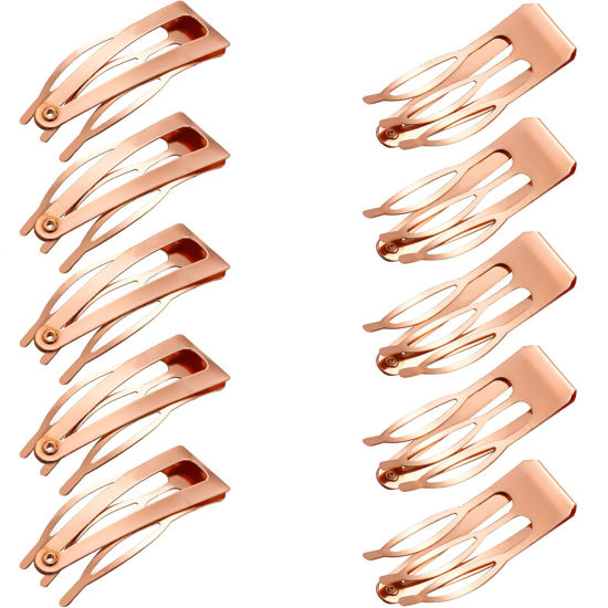 Picture of Chinco 24 Pieces Double Grip Hair Clips Metal Snap Hair Clips Women Hair Barrettes for Hair Making, Salon Supplies (Rose Gold, 2 Inch)