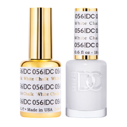 Picture of DND DC Gel Polish Set, White Collection, UV/LED Gel Polish and Air Dry Nail Lacquer, Matching Chip-Free Polish Duo, 056 White Chalk, 0.5 Fl Oz