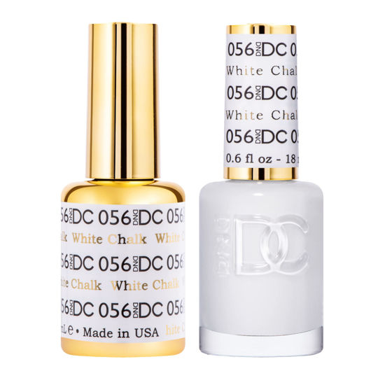 Picture of DND DC Gel Polish Set, White Collection, UV/LED Gel Polish and Air Dry Nail Lacquer, Matching Chip-Free Polish Duo, 056 White Chalk, 0.5 Fl Oz
