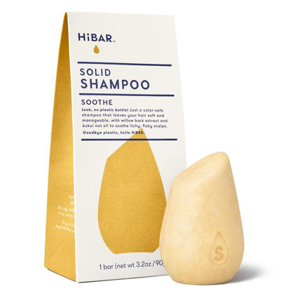 Picture of HIBAR - Soothe Shampoo Bar - For Dry, Itchy, Flaky Scalps - Improves Scalp Health - With Willow Bark Extract & Salicylic Acid - Plastic-Free - Soap, Paraben & Sulfate-Free - Color Safe - 1 Solid Bar