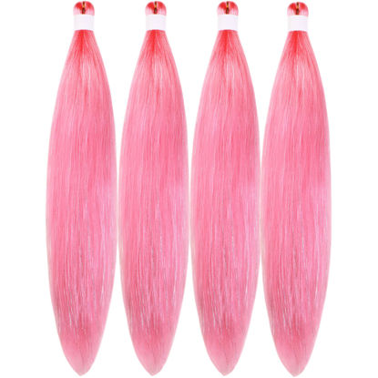 Picture of Pink Braiding Hair Pre stretched Glitter Tinsel Hair Kanekalon Prestretched Braiding Hair Sparkle Tinsel Ez Braid Braiding Hair
