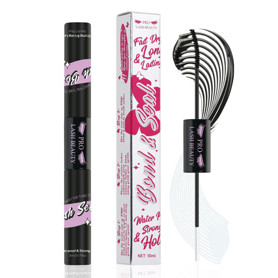 Picture of Lash Bond and Seal Cluster Lash Glue & Seal Waterproof Cluster Lash Glue for DIY Eyelash Extensions Waterproof Strong Hold (10ml, Black Bond & Clear Seal)