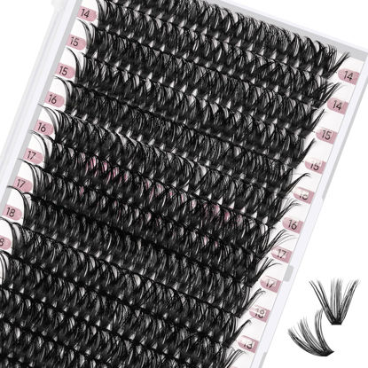 Picture of 280 Pcs Individual Lashes 50D Mixed Lash Clusters 14 Rows Cluster Lashes that Look Like Eyelash Extensions DIY Lash Extension Self Application At Home (50D-D-14-20mix)