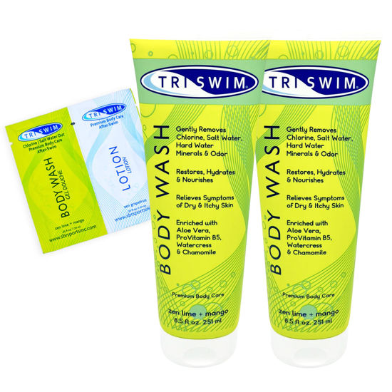 Picture of TRISWIM After Swim Chlorine Body Wash | Enriched with Aloe Vera, Watercress and Chamomile for Restoring, Hydrating, and Nourishing Skin | Relieves Dry and Itchy Skin | Perfect for Swimmers | Pack of 2