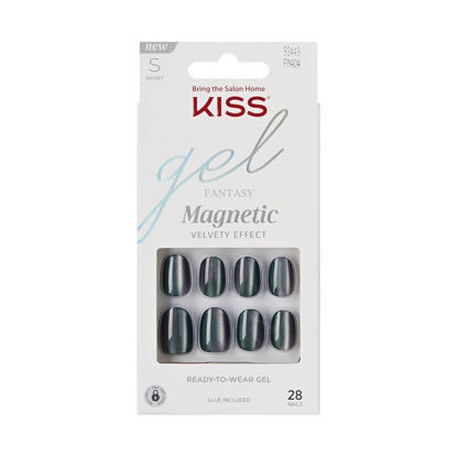 Picture of KISS Gel Fantasy, Press-On Nails, Nail glue included, 'Dial Me', Gray, Short Size, Oval Shape, Includes 28 Nails, 2g glue, 1 Manicure Stick, 1 Mini File