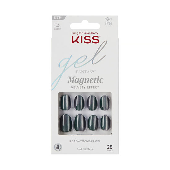 Picture of KISS Gel Fantasy, Press-On Nails, Nail glue included, 'Dial Me', Gray, Short Size, Oval Shape, Includes 28 Nails, 2g glue, 1 Manicure Stick, 1 Mini File