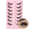 Picture of FARRED Half Lashes Cat Eye Lash Wispy Fake Eyelashes Short 7 Pairs Natural Strip Lash Fluffy Mink Fox Eye Lashes Pack Small Full pestañas (A13 | 5-14MM)