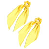 Picture of Pack of 2 Knotted Bow Hair Scrunchies Elastic Hair Scarf Black Hair Ties Bands Satin Hair Ribbon Scrunchy Red Ponytail Holder for Women and Girls (Yellow)