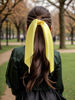 Picture of Pack of 2 Knotted Bow Hair Scrunchies Elastic Hair Scarf Black Hair Ties Bands Satin Hair Ribbon Scrunchy Red Ponytail Holder for Women and Girls (Yellow)
