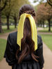 Picture of Pack of 2 Knotted Bow Hair Scrunchies Elastic Hair Scarf Black Hair Ties Bands Satin Hair Ribbon Scrunchy Red Ponytail Holder for Women and Girls (Yellow)