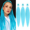 Picture of Dorsanee Light Blue Braiding Hair Pre Stretched 24 Inch 3 Packs Braiding Hair Extensions for Box Braids Twists Locs Hair Soft Yaki Texture Hot Water Setting (#Light Blue)