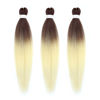 Picture of Dorsanee Chocolate Brown/Blonde Braiding Hair Pre Stretched 24 Inch 3 Packs Braiding Hair for Box Braids Twists Locs Hair Soft Yaki Texture Hot Water Setting (#Chocolate Brown/Blonde)