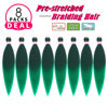 Picture of Dorsanee Braiding Hair Pre Stretched 20 Inch 8 Packs Ombre Green Braiding Hair Extensions for Crochet Box Braids Twists Locs Hair Soft Yaki Texture Hot Water Setting (20inch,#1B/Green)