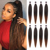 Picture of Dorsanee Braiding Hair Pre Stretched 30 Inch 8 Packs Ombre Brown Braiding Hair Extensions for Crochet Box Braids Twists Locs Hair Soft Yaki Texture Hot Water Setting (30inch,#1B/30)