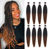 Picture of Dorsanee Braiding Hair Pre Stretched 22 Inch 8 Packs Ombre Brown Braiding Hair Extensions for Crochet Box Braids Twists Locs Hair Soft Yaki Texture Hot Water Setting (22inch,#1B/30)