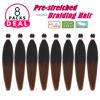 Picture of Dorsanee Braiding Hair Pre Stretched 22 Inch 8 Packs Ombre Brown Braiding Hair Extensions for Crochet Box Braids Twists Locs Hair Soft Yaki Texture Hot Water Setting (22inch,#1B/30)
