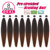 Picture of Dorsanee Braiding Hair Pre Stretched 26 Inch 8 Packs Ombre Brown Braiding Hair Extensions for Crochet Box Braids Twists Locs Hair Soft Yaki Texture Hot Water Setting (26inch,#1B/30)