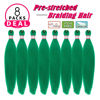 Picture of Green Braiding Hair Pre Stretched 20 Inch 8 Packs Braiding Hair Extensions for Crochet Box Braids Twists Locs Hair Soft Yaki Texture Hot Water Setting (20inch,#Green)