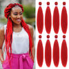 Picture of Red Braiding Hair Pre Stretched 20 Inch 8 Packs Braiding Hair Extensions for Crochet Box Braids Twists Locs Hair Soft Yaki Texture Hot Water Setting (20inch,#Red)