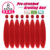 Picture of Red Braiding Hair Pre Stretched 20 Inch 8 Packs Braiding Hair Extensions for Crochet Box Braids Twists Locs Hair Soft Yaki Texture Hot Water Setting (20inch,#Red)
