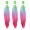 Picture of Dorsanee 3 Tone Braiding Hair Pre Stretched 24 Inch 3 Packs Braiding Hair Extensions for Box Braids Twists Locs Hair Soft Yaki Texture Hot Water Setting (#Light Green/Light Purple/Pink)