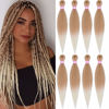 Picture of Pre-Stretched Braiding Hair Extensions-20 Inch 8 Packs Synthetic Braiding Hair Crochet Braids, Natural Easy Braid Crochet Hair, Hot Water Setting Professional Soft Yaki Straight Texture (#T27/613)