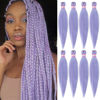 Picture of Light Purple Braiding Hair Pre Stretched 20 Inch 8 Packs Braiding Hair Extensions for Crochet Box Braids Twists Locs Hair Soft Yaki Texture Hot Water Setting (20inch,#Light Purple)
