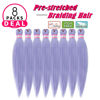 Picture of Light Purple Braiding Hair Pre Stretched 20 Inch 8 Packs Braiding Hair Extensions for Crochet Box Braids Twists Locs Hair Soft Yaki Texture Hot Water Setting (20inch,#Light Purple)