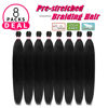 Picture of Pre Stretched Braiding Hair 8 Packs 30 Inch Long Professional Hair for Braiding Easy to Twist Crochet Braids Hot Water Setting Yaki Straight Synthetic Hair Extensions (#1B)