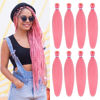 Picture of Pink Braiding Hair Pre Stretched 20 Inch 8 Packs Braiding Hair Extensions for Crochet Box Braids Twists Locs Hair Soft Yaki Texture Hot Water Setting (20inch,#Pink)
