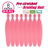 Picture of Pink Braiding Hair Pre Stretched 20 Inch 8 Packs Braiding Hair Extensions for Crochet Box Braids Twists Locs Hair Soft Yaki Texture Hot Water Setting (20inch,#Pink)