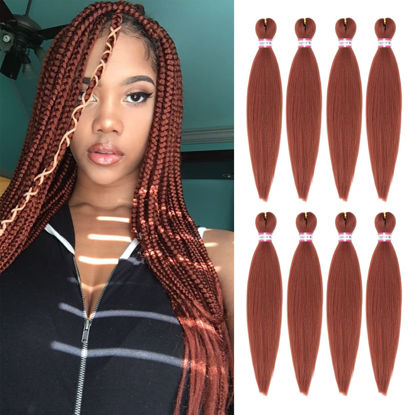 Picture of Ginger Braiding Hair Pre Stretched 20 Inch 8 Packs Braiding Hair Extensions for Crochet Box Braids Twists Locs Hair Itch Free Soft Yaki Texture Hot Water Setting (20inch,#350)