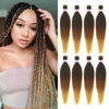 Picture of Dorsanee Braiding Hair Pre Stretched 22 Inch 8 Packs Black to Brown Ombre Braiding Hair Extensions for Crochet Box Braids Twists Locs Hair Soft Yaki Texture Hot Water Setting (22inch,#1B/30/27)