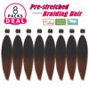 Picture of Dorsanee Braiding Hair Pre Stretched 18 Inch 8 Packs Ombre Brown Braiding Hair Extensions for Crochet Box Braids Twists Locs Hair Soft Yaki Texture Hot Water Setting (18inch,#1B/30)