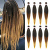 Picture of Dorsanee Braiding Hair Pre Stretched 26 Inch 8 Packs Black to Brown Ombre Braiding Hair Extensions for Crochet Box Braids Twists Locs Hair Soft Yaki Texture Hot Water Setting (26inch,#1B/30/27)