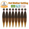 Picture of Pre-stretched Braiding Hair 8 Packs 24 Inch Black to Brown Ombre Braiding Hair Natural Easy Twist Crochet Braids Hot Water Setting Professional Soft Yaki Straight Synthetic Hair Extension (#1B/30/27)