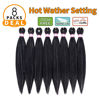 Picture of Pre Stretched Braiding Hair 8 Packs 20 Inch with Tinsel Hair Long Professional Hair for Crochet Twist Braids Itch Free Hot Water Setting Yaki Straight Synthetic Hair Extensions (#1B-Tinsel)