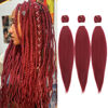 Picture of Dorsanee Burgundy Braiding Hair Pre Stretched 24 Inch 3 Packs Braiding Hair Extensions for Box Braids Twists Locs Hair Soft Yaki Texture Hot Water Setting (#Burgundy)