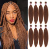 Picture of Dorsanee Brown Braiding Hair Pre Stretched 20 Inch 8 Packs Braiding Hair Extensions for Crochet Box Braids Twists Locs Hair Soft Yaki Texture Hot Water Setting (20inch,#30)