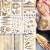 Picture of Bilizar 9 Sheets 110+ Designs Flash Gold Temporary Tattoos Metallic For Women Adult, Girl Golden Lion Festival Sun Moon Star Butterfly Glitter Tattoo Sticker, Fake Tattoos That Look Real and Last Long