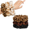 Picture of CEELGON Large Silk Satin Scrunchies for Women Big Scrunchies Jumbo Satin Hair Ties Oversized Hair Scrunchies for Thick Curly Hair Pack of 6 (Black,Champagne,Brown,Gold)