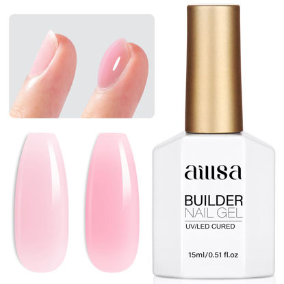 Picture of AILLSA Pink Builder Gel 7 In 1 Nude Hard Gel Polish for Nail Thickening Light Neutral Strengthener Gel Nail Polish Natural Color Sheer Extension U V Gel for French Manicure Base Coat Needed 0.51 Oz