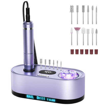 Picture of JOSGLOI Electric Nail Drill Professional: 40000RPM Electric Nail File Kit Efile Nail Drill Machine with LCD Display for Acrylic Gel Nail, Manicure Pedicure Polishing Nail Grinder for Salon Home Use