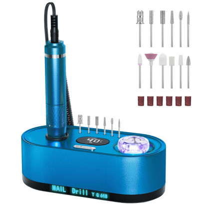 Picture of JOSGLOI Electric Nail Drill Professional: 40000RPM Electric Nail File Kit Efile Nail Drill Machine with LCD Display for Acrylic Gel Nail, Manicure Pedicure Polishing Nail Grinder for Salon Home Use
