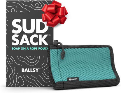 Picture of Ballsy Sud Sack Soap Pouch, Exfoliating Sponge for Baths and Showers - Compatible with Duke Cannon & Related Bars, Blue