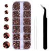 Picture of 3792 Pcs Gold rose Flatback Rhinestones Set for Nail, Art, Crafts, Makeup, Tumblers Glitter Round with Tweezers and Picking Pen(SS6~SS20)