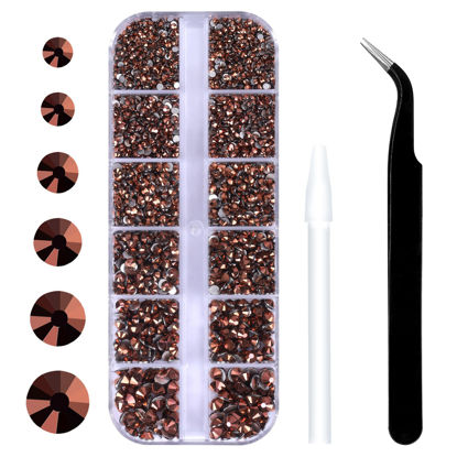 Picture of 3792 Pcs Gold rose Flatback Rhinestones Set for Nail, Art, Crafts, Makeup, Tumblers Glitter Round with Tweezers and Picking Pen(SS6~SS20)